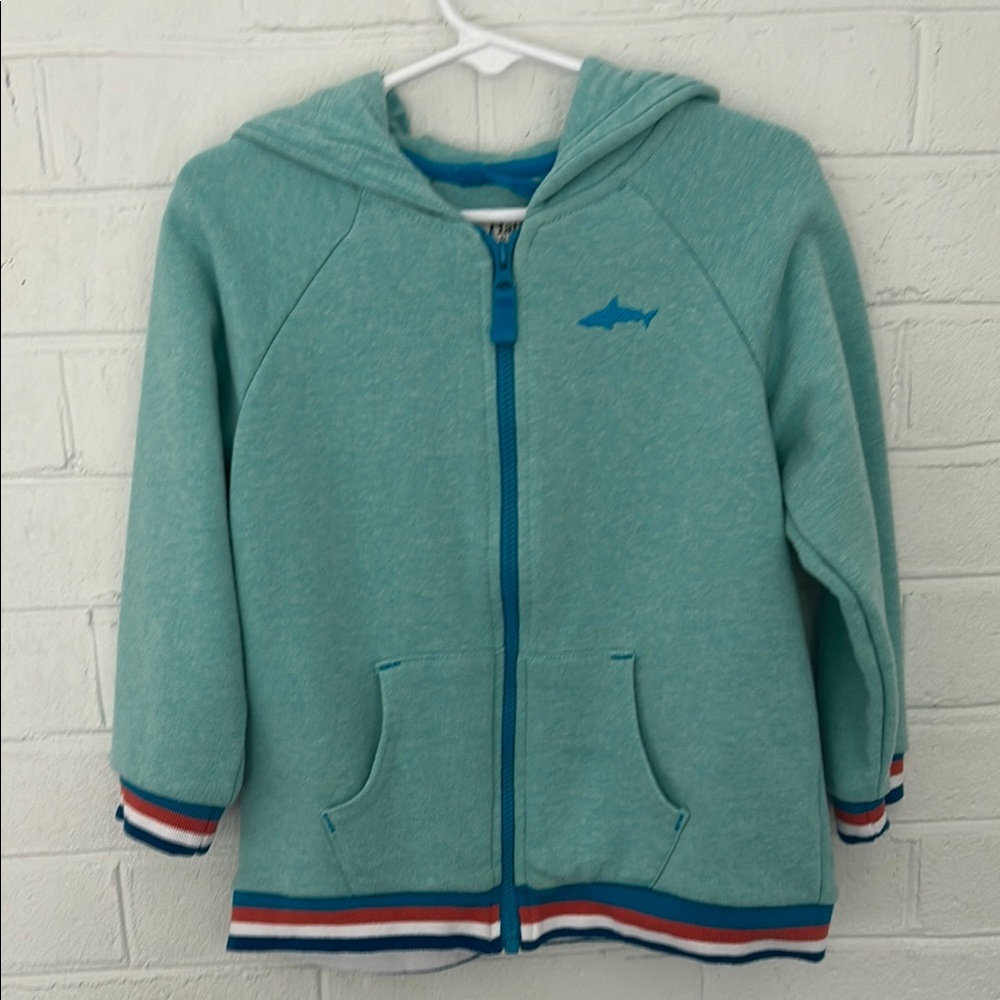 Hatley Aqua Hoodie with Shark Logo, size 4T - Picture 1 of 5